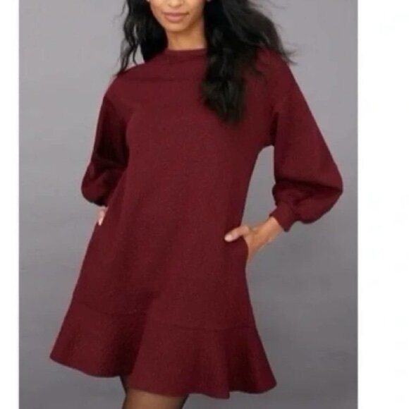 ANTHROPOLOGIE Mare Mare Odila Rose Quilted Mini Dress Burgundy Size XS - Picture 5 of 16